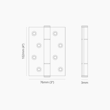 Rynx | Hazel Brass Door Hinge Pair FR60 - Antique Brass