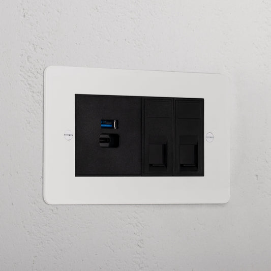 Rynx | 2x CAT 6 + USB A+C Fast charging outlet - Malbar Black