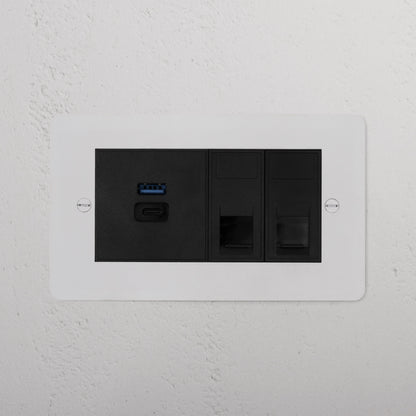 Rynx | 2x CAT 6 + USB A+C Fast charging outlet - Malbar Black