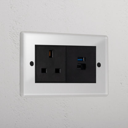 Rynx | 13A Contact + USB A+C Fast Charging - Clear Black
