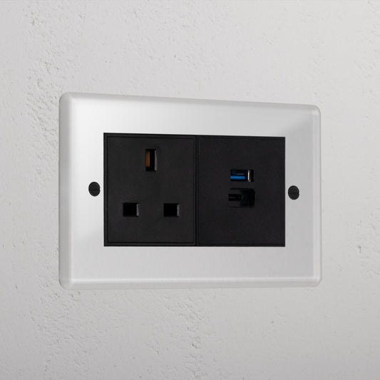 Rynx | 13A Contact + USB A+C Fast Charging - Clear Black