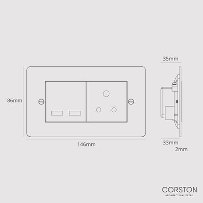 Rynx | 13A Socket + USB A+C Fast Charging - Malbar White
