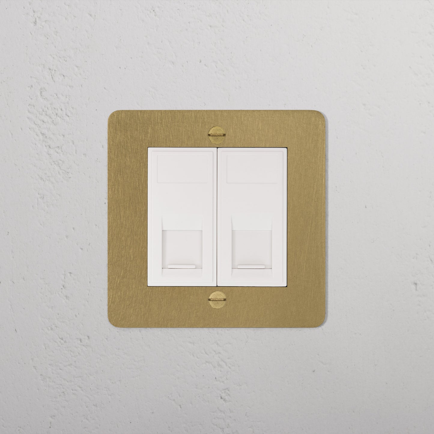 Rynx | 2x CAT6 Socket - Antique Brass White