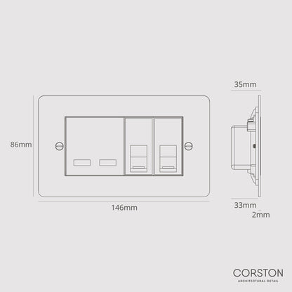 Rynx | 2x CAT 6 + USB A+C Fast charging outlet - Malbar White