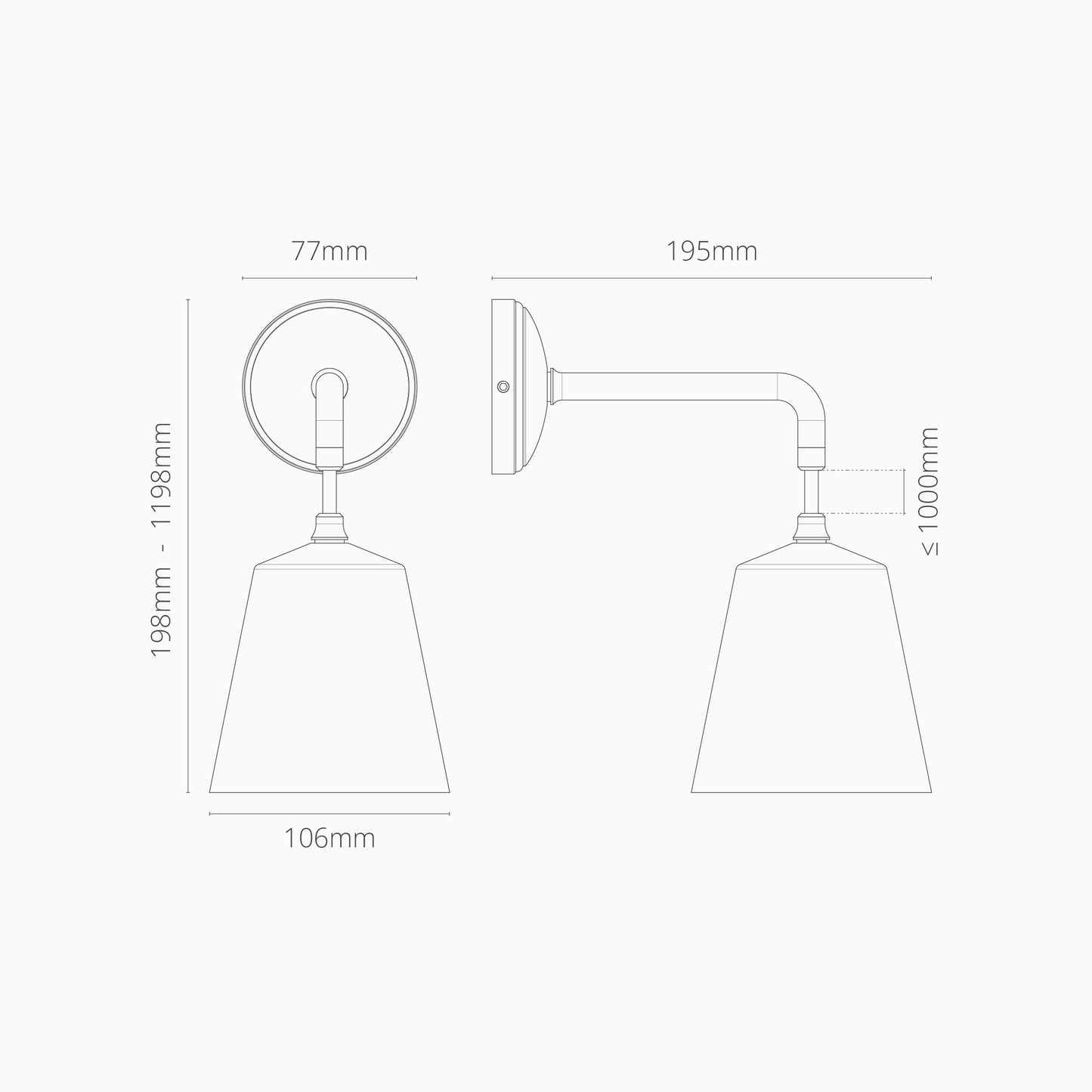 Rynx | Richmond Small Hanging Wall Lamp - Brushed Nickel