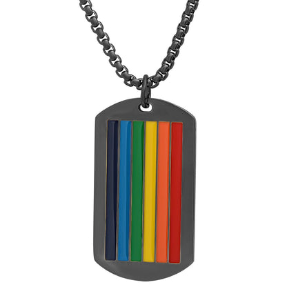 Rynx | Men's Stainless Steel Rainbow Pride Dog Tag Pendant