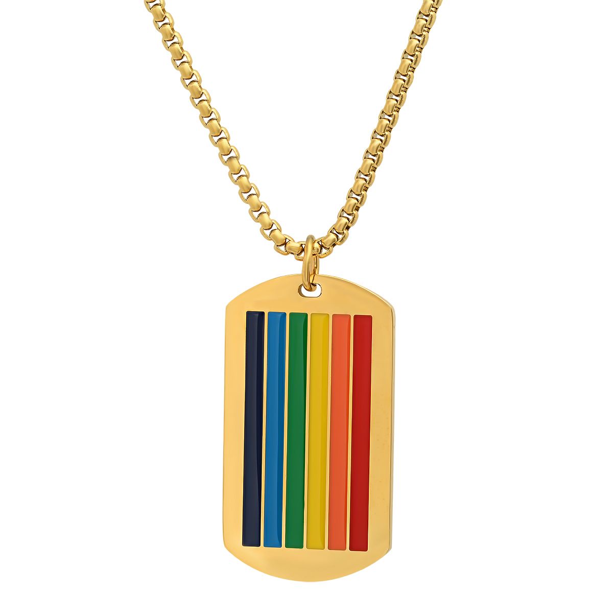 Rynx | Men's Stainless Steel Rainbow Pride Dog Tag Pendant