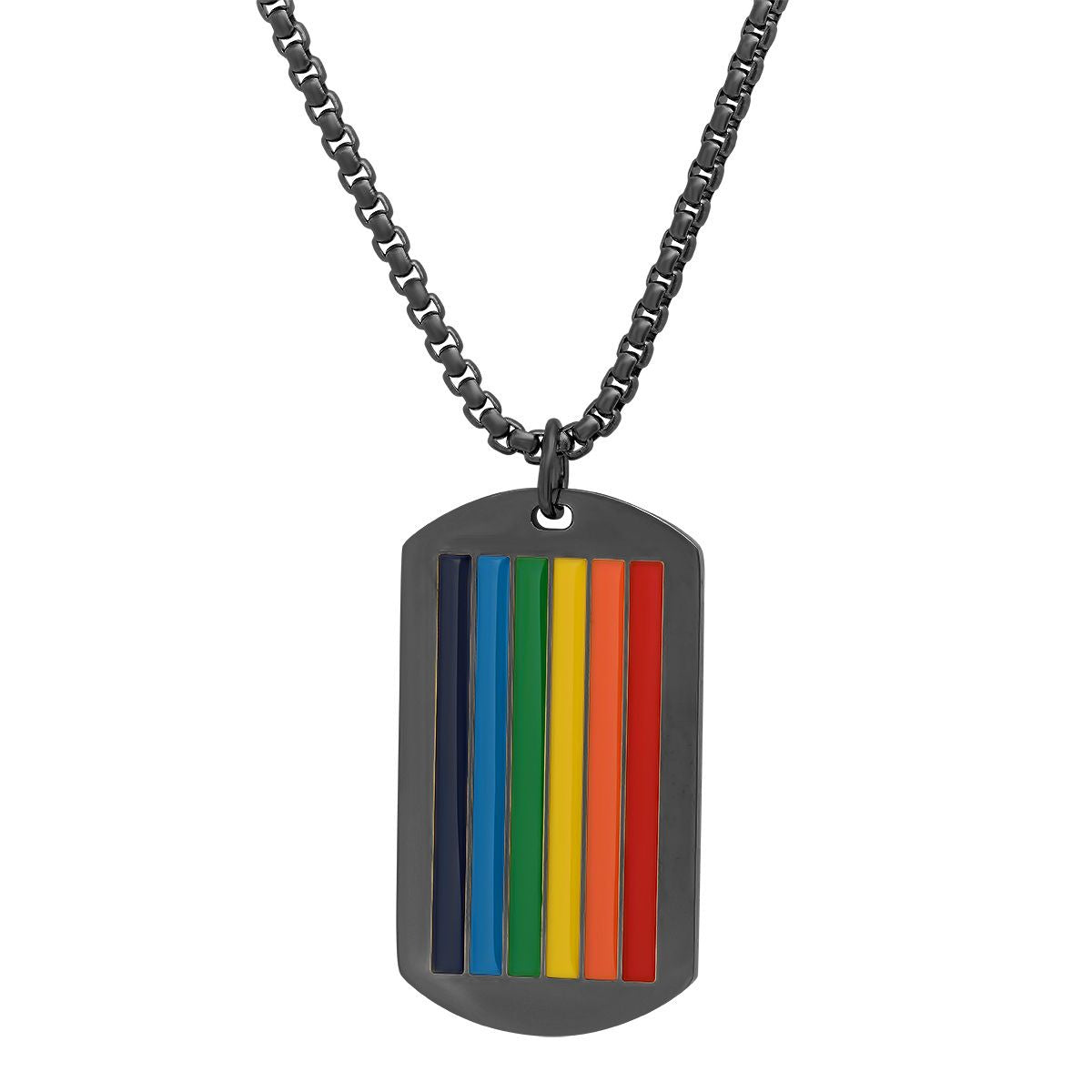 Rynx | Men's Stainless Steel Rainbow Pride Dog Tag Pendant