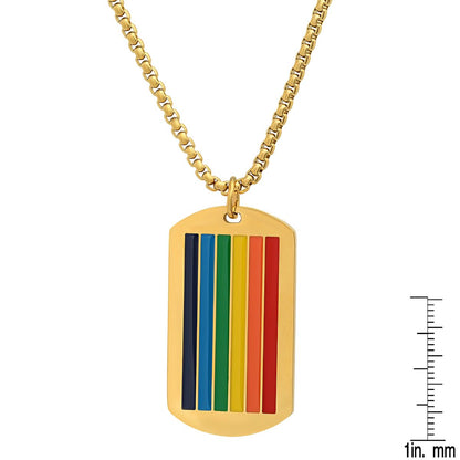 Rynx | Men's Stainless Steel Rainbow Pride Dog Tag Pendant