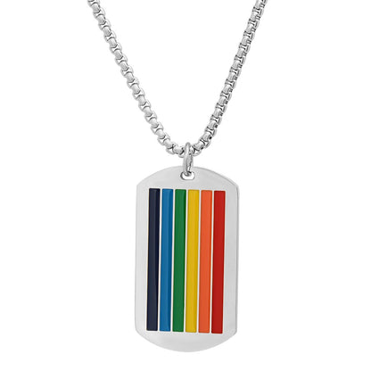 Rynx | Men's Stainless Steel Rainbow Pride Dog Tag Pendant