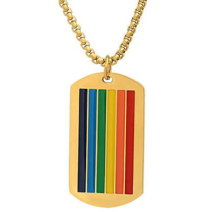 Rynx | Men's Stainless Steel Rainbow Pride Dog Tag Pendant