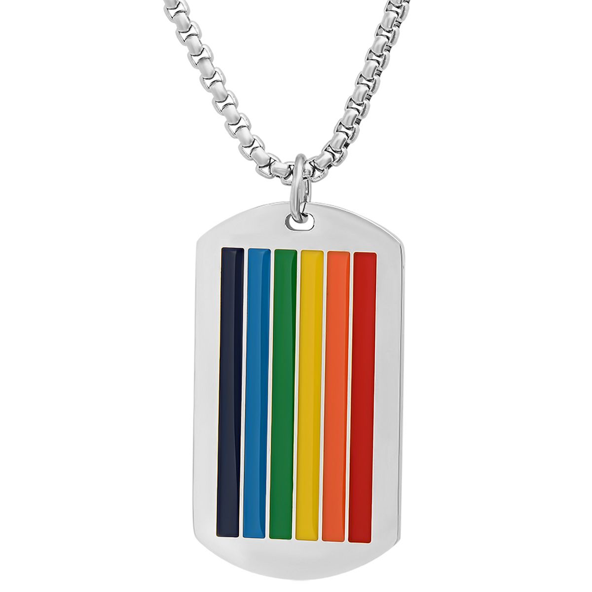 Rynx | Men's Stainless Steel Rainbow Pride Dog Tag Pendant