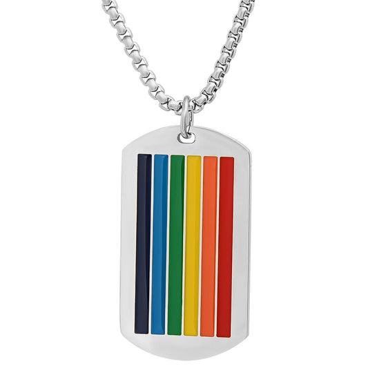 Rynx | Men's Stainless Steel Rainbow Pride Dog Tag Pendant