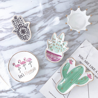 Rynx | / Kaktus / Pflanze / Hamsa / Krone Dessert Schmuck Dekorative Teller Wohnaccessoires
