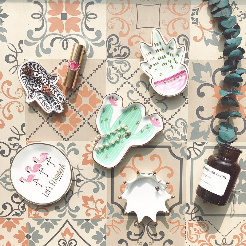 Rynx | / Kaktus / Pflanze / Hamsa / Krone Dessert Schmuck Dekorative Teller Wohnaccessoires