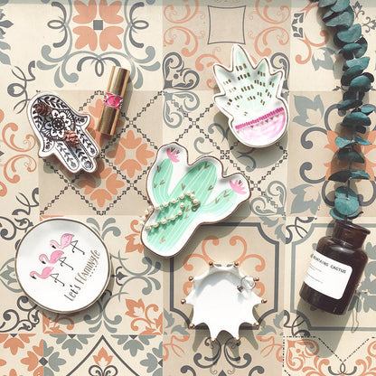 Rynx | / Kaktus / Pflanze / Hamsa / Krone Dessert Schmuck Dekorative Teller Wohnaccessoires
