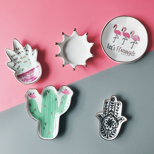Rynx | / Kaktus / Pflanze / Hamsa / Krone Dessert Schmuck Dekorative Teller Wohnaccessoires
