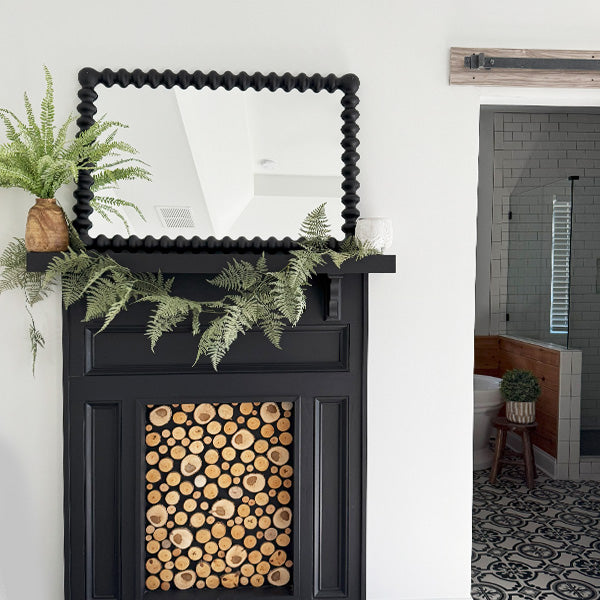 Rynx | Black Beaded Decorated Wooden Wall Mirror