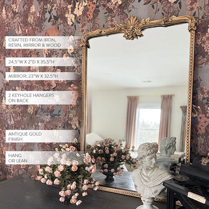 Rynx | Ornate golden floral rectangular mirror