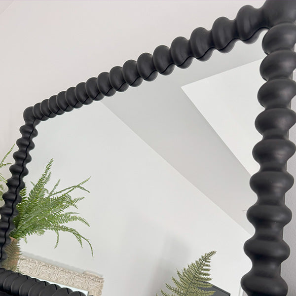 Rynx | Black Beaded Decorated Wooden Wall Mirror