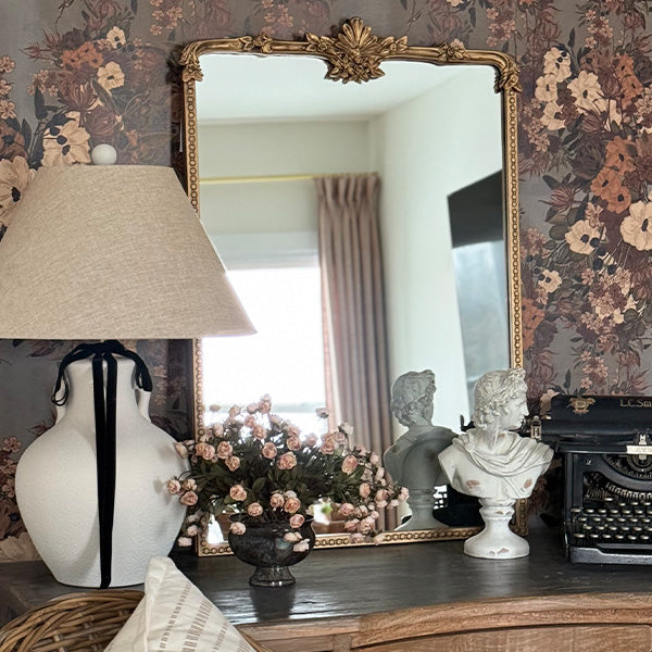 Rynx | Ornate golden floral rectangular mirror