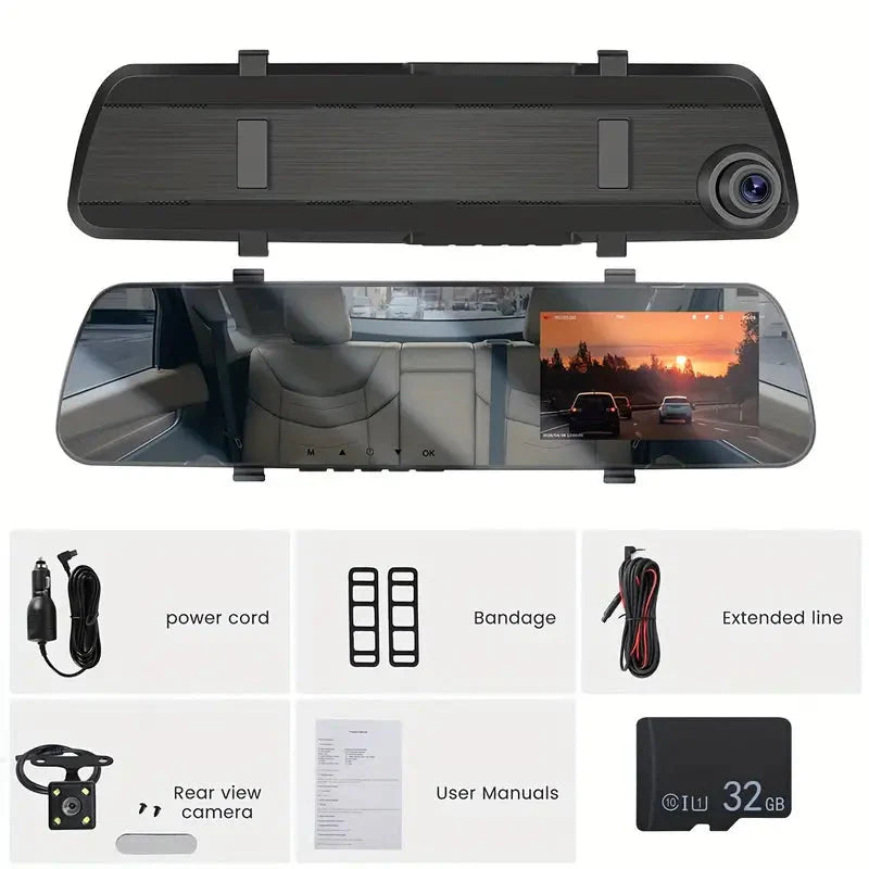 Rynx | Mirror Dash Cam 4.5 Inches Rearview 1080P Front and Rearview Dual Cameras