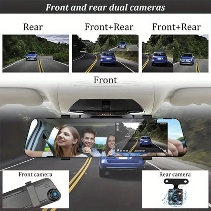 Rynx | Mirror Dash Cam 4.5 Inches Rearview 1080P Front and Rearview Dual Cameras
