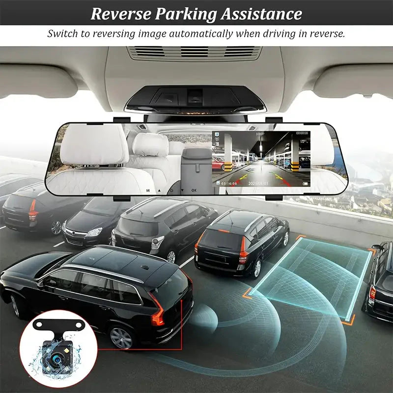 Rynx | Mirror Dash Cam 4.5 Inches Rearview 1080P Front and Rearview Dual Cameras