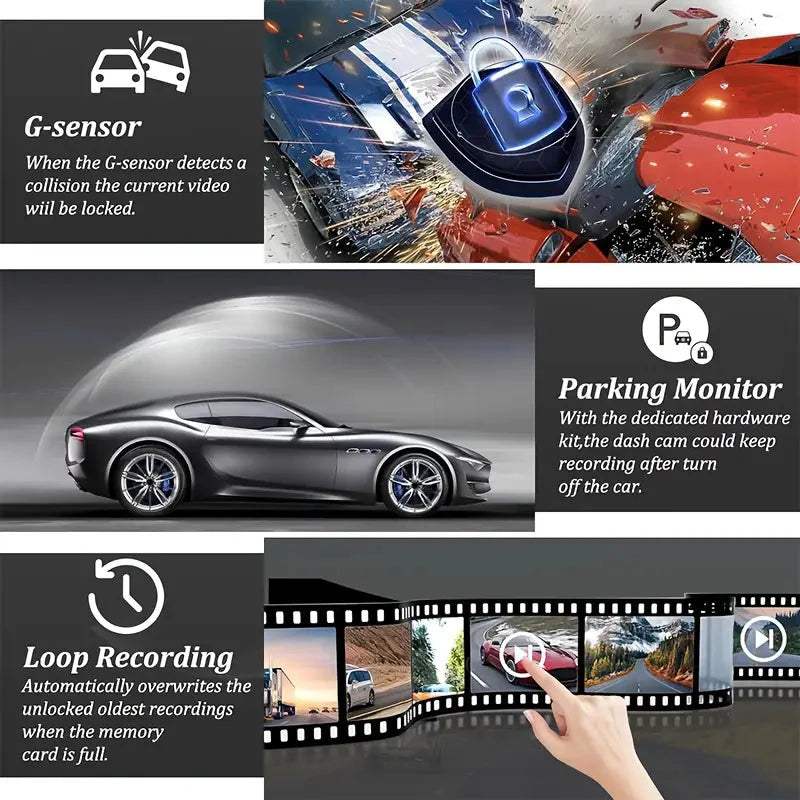 Rynx | Mirror Dash Cam 4.5 Inches Rearview 1080P Front and Rearview Dual Cameras