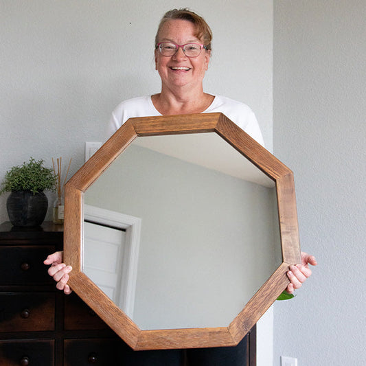 Rynx | Octagonal wooden frame mirror