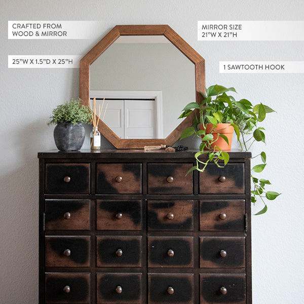 Rynx | Octagonal wooden frame mirror