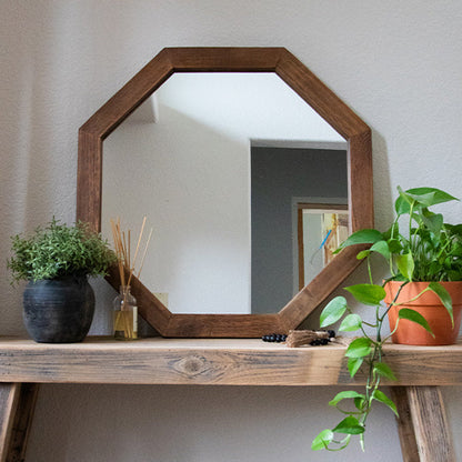 Rynx | Octagonal wooden frame mirror