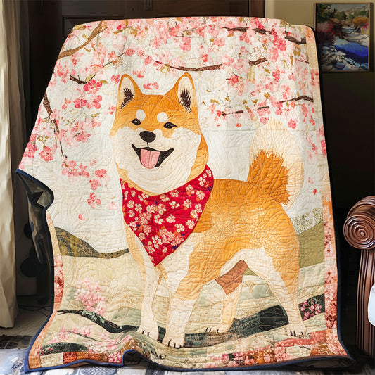 Rynx | Shiba Inu Under The Cherry Blossom Quilt