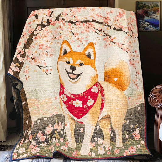 Rynx | Shiba Inu Under The Cherry Blossom Quilt
