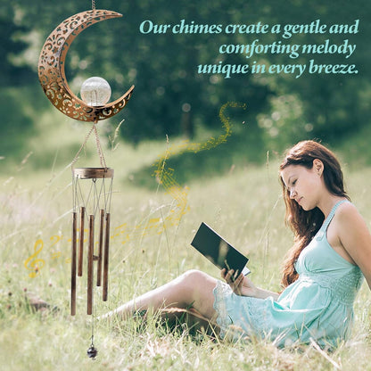 Rynx | Moon Crackle Glass Ball Wind Chimes Solar Wind Chimes