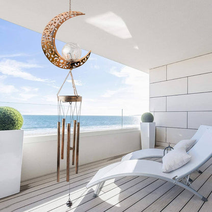 Rynx | Moon Crackle Glass Ball Wind Chimes Solar Wind Chimes