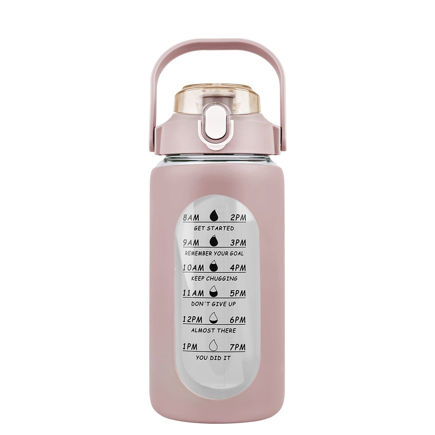 Rynx | Motivational Water Bottle Intake Tracker with Straw Time Marker Silicone Handle