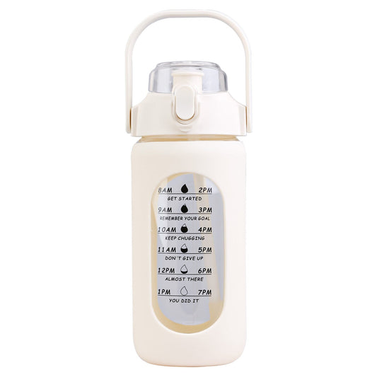 Rynx | Motivational Water Bottle Intake Tracker with Straw Time Marker Silicone Handle