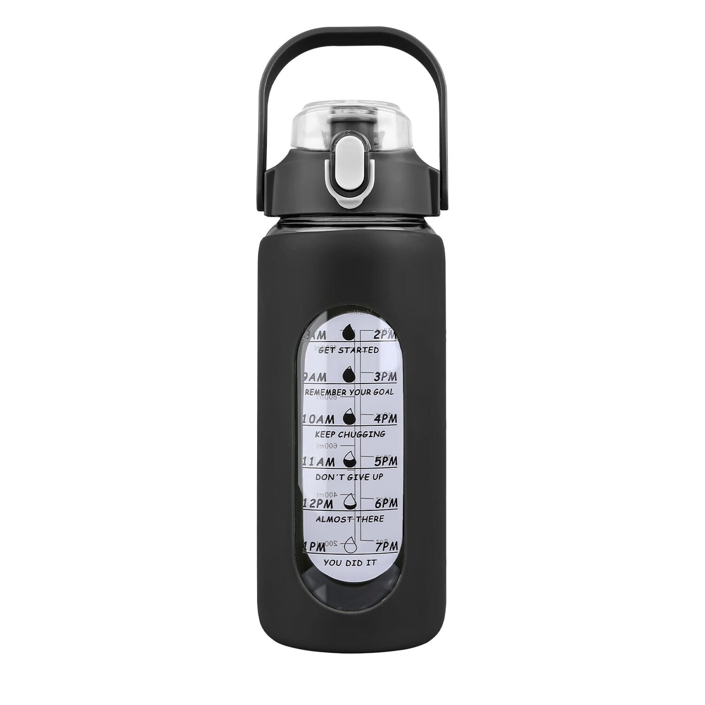 Rynx | Motivational Water Bottle Intake Tracker with Straw Time Marker Silicone Handle