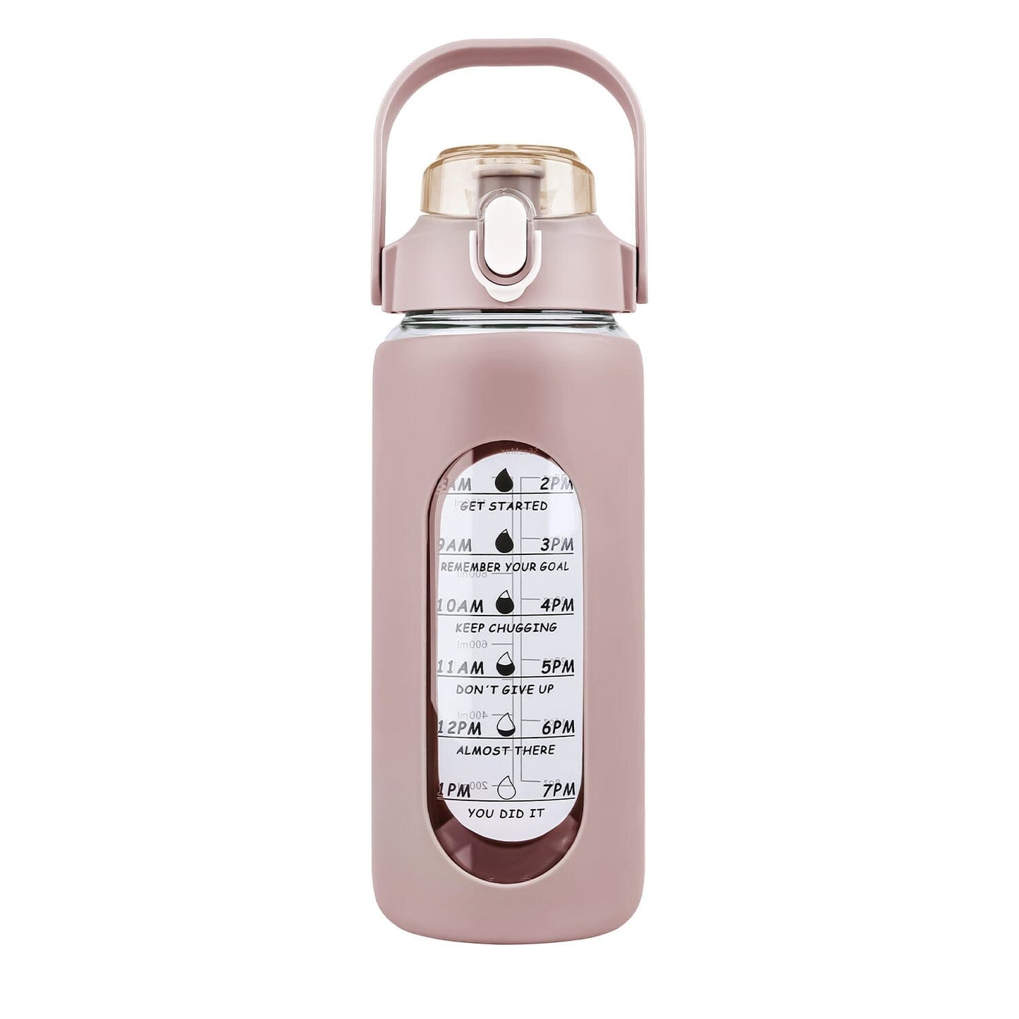 Rynx | Motivational Water Bottle Intake Tracker with Straw Time Marker Silicone Handle