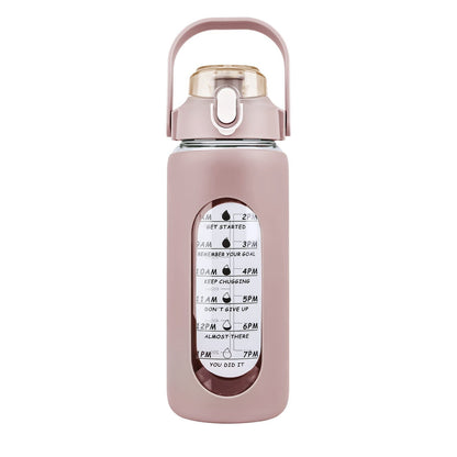 Rynx | Motivational Water Bottle Intake Tracker with Straw Time Marker Silicone Handle