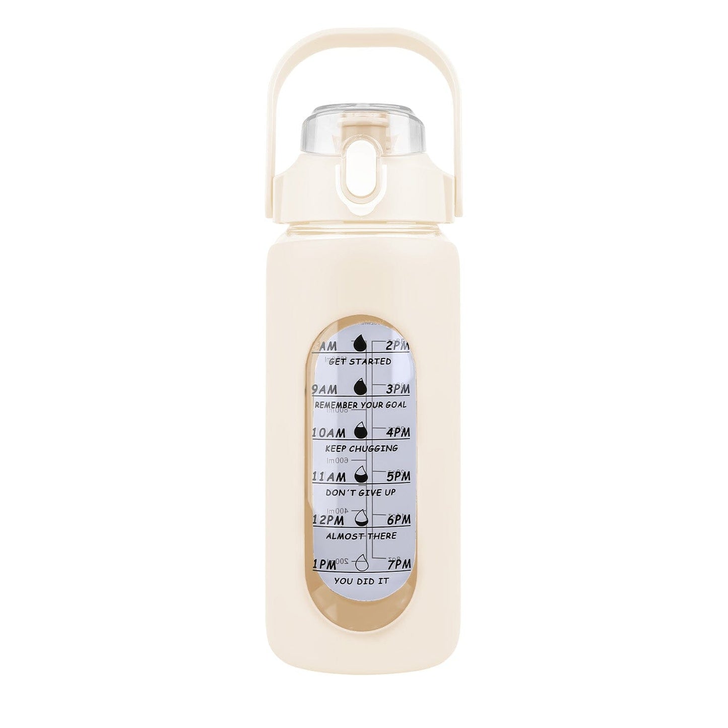 Rynx | Motivational Water Bottle Intake Tracker with Straw Time Marker Silicone Handle