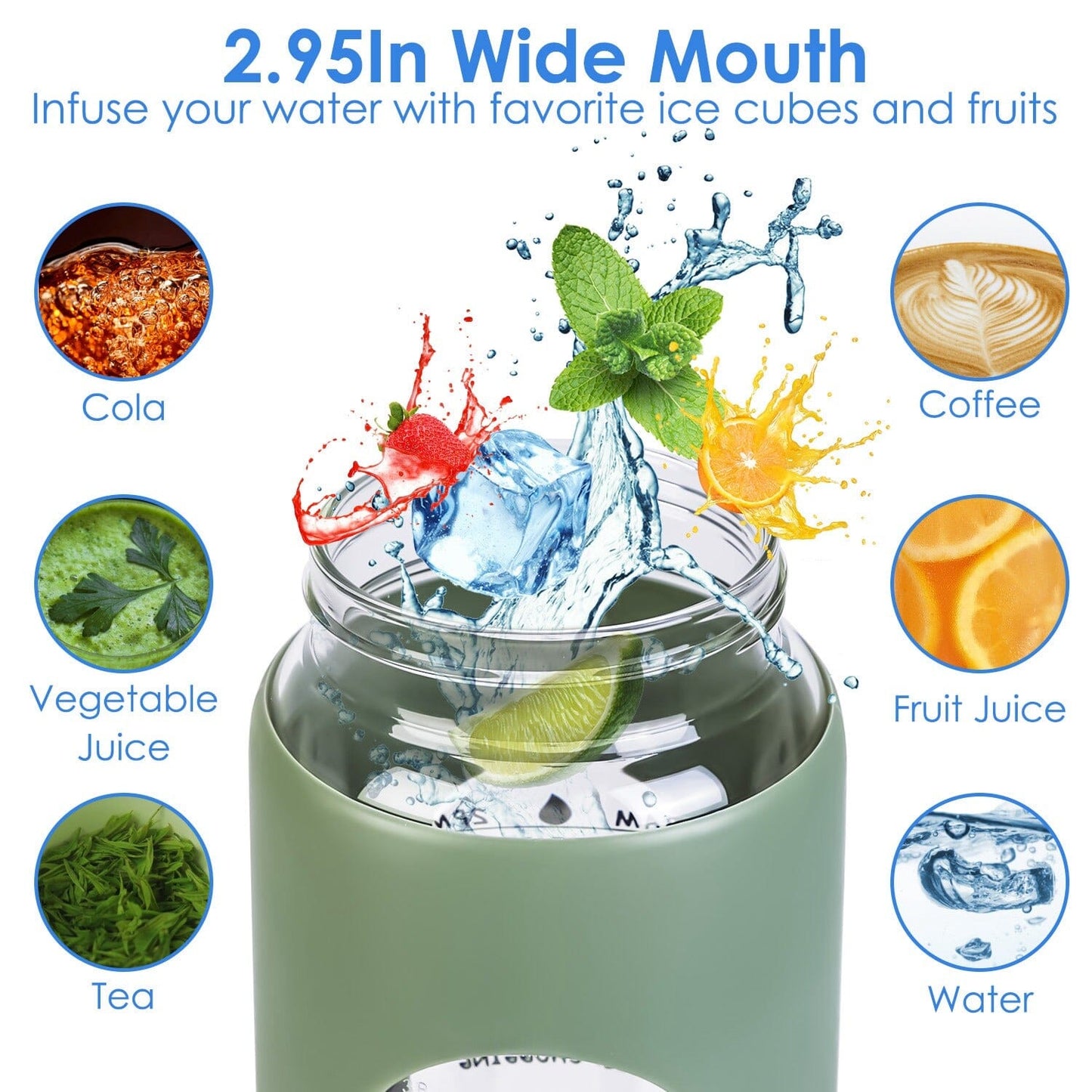 Rynx | Motivational Water Bottle Intake Tracker with Straw Time Marker Silicone Handle