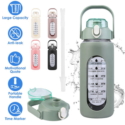 Rynx | Motivational Water Bottle Intake Tracker with Straw Time Marker Silicone Handle