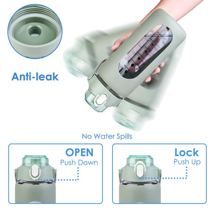 Rynx | Motivational Water Bottle Intake Tracker with Straw Time Marker Silicone Handle