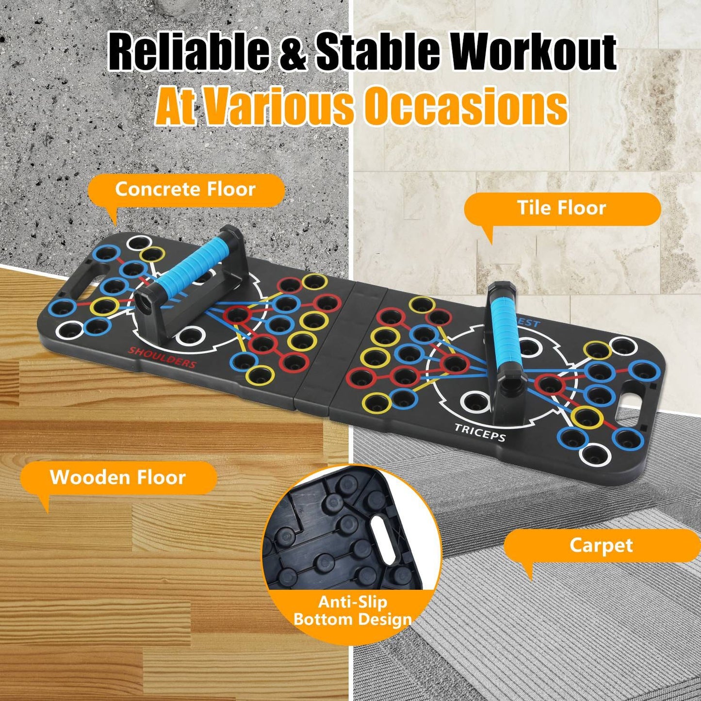 Rynx | Multifunctional Push Up Board Home Strength Training Equipment with 15 Workout Tools