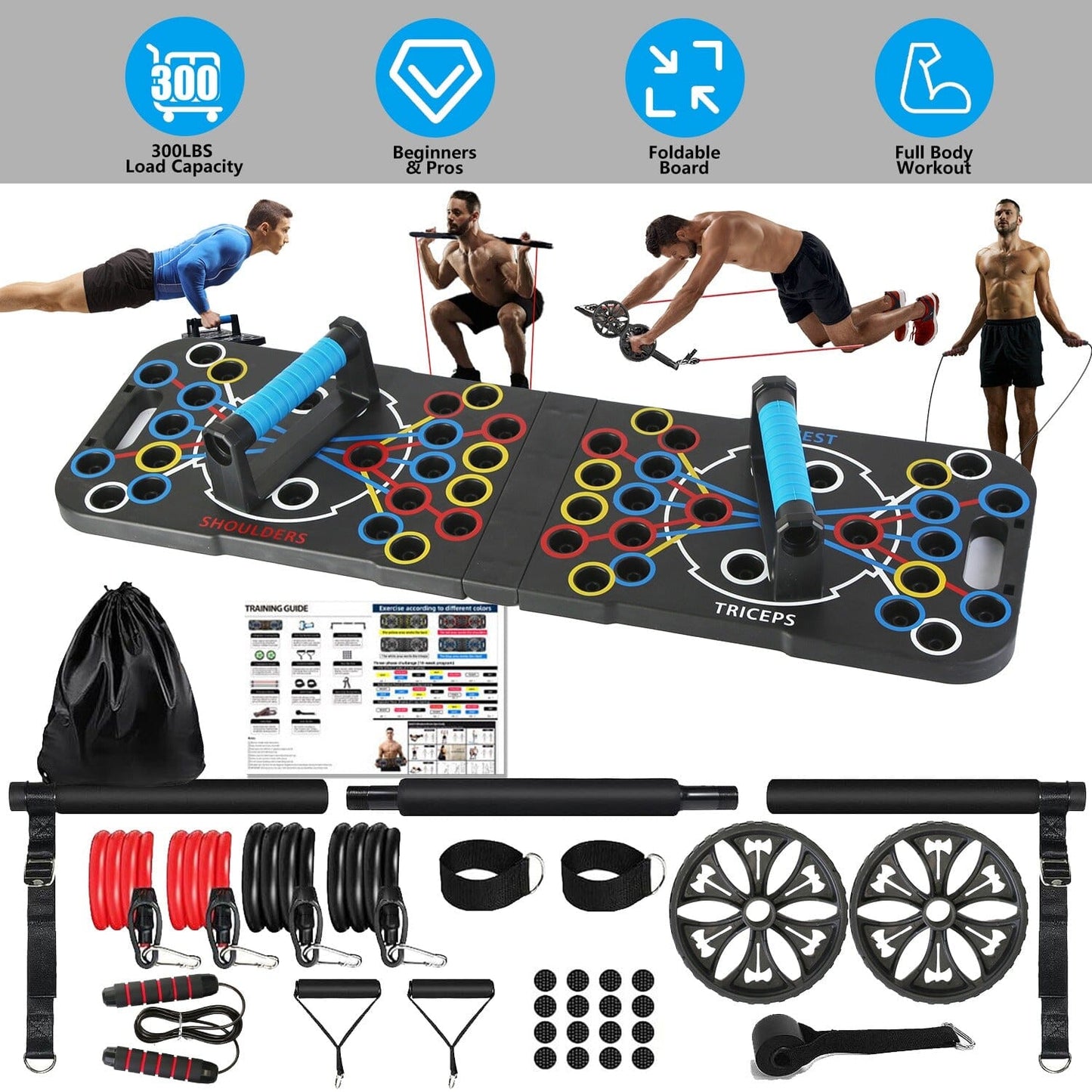 Rynx | Multifunctional Push Up Board Home Strength Training Equipment with 15 Workout Tools