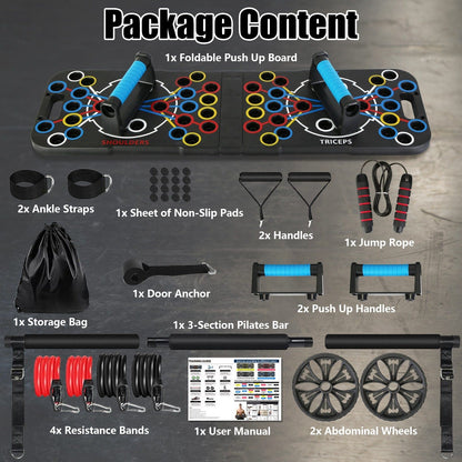 Rynx | Multifunctional Push Up Board Home Strength Training Equipment with 15 Workout Tools