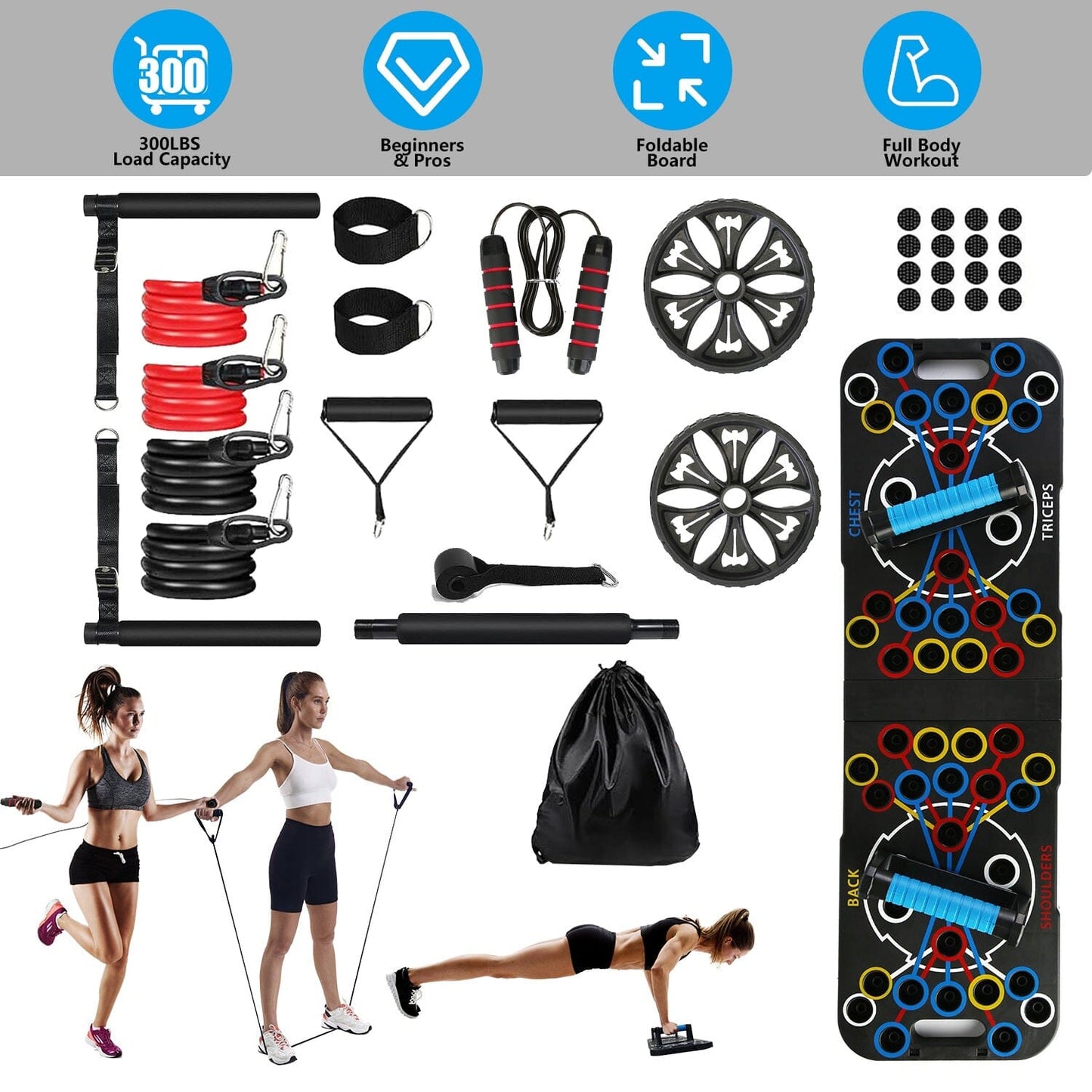 Rynx | Multifunctional Push Up Board Home Strength Training Equipment with 15 Workout Tools