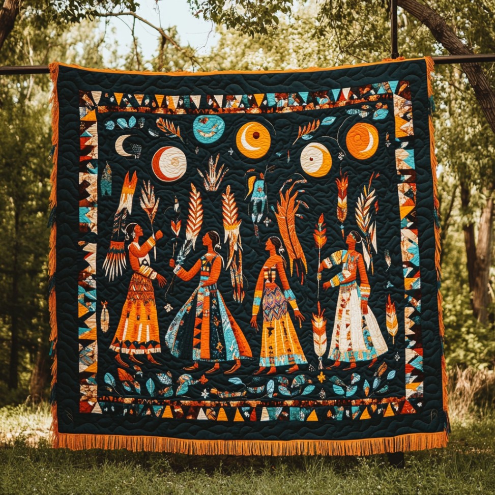 Rynx | Native American Dancing In The Wilderness Quilt